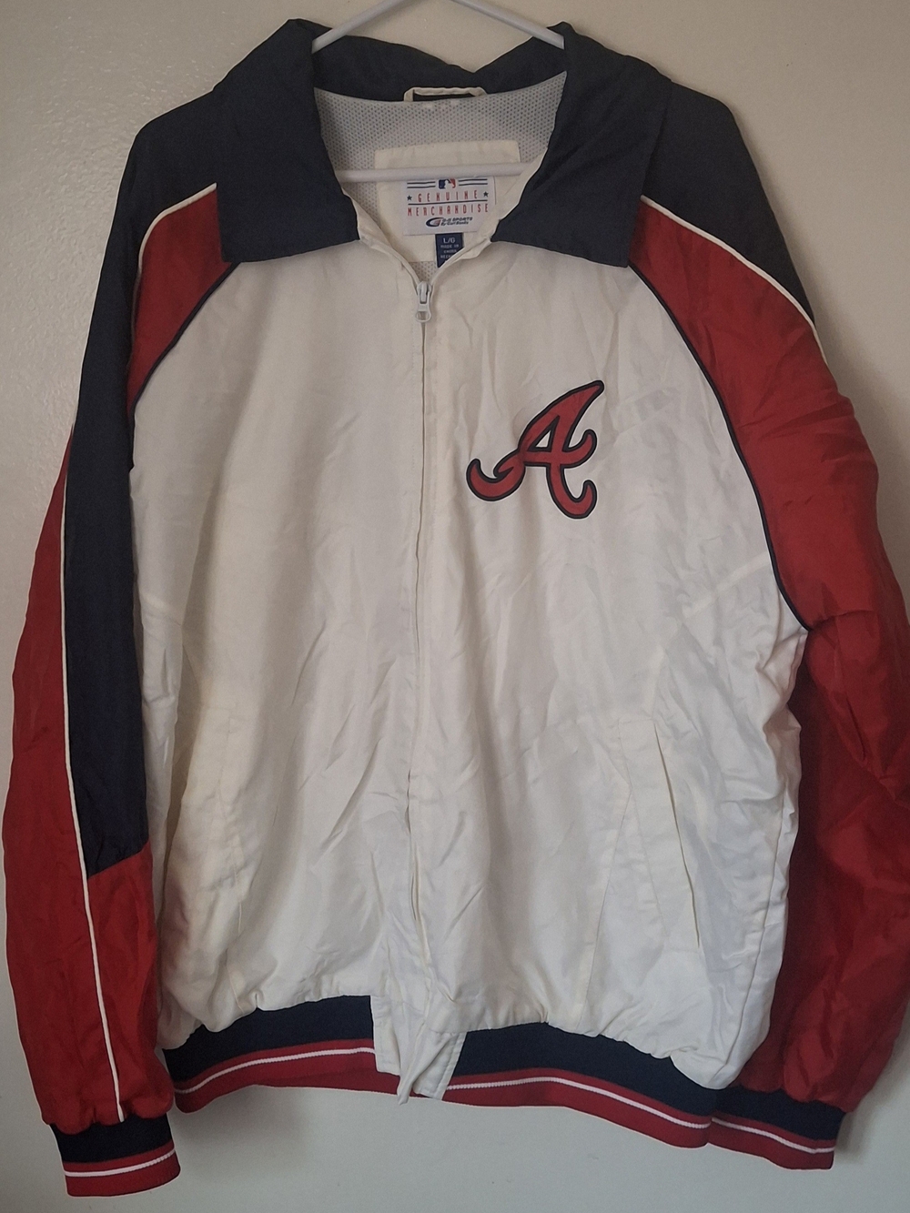 Vintage 90s Diamond Collection Atlanta Braves White Red & Navy Jacket